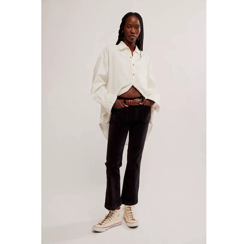 Free People High Time Velvet Kick Flare Pants Black (12)